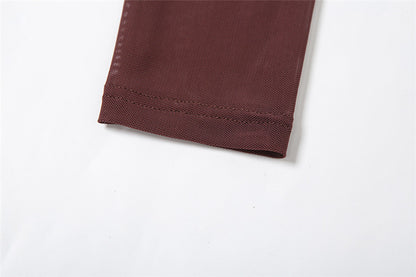 Womens High Collar Long Sleeve Maxi Dress with Side Cutout and Front Slit | noémi