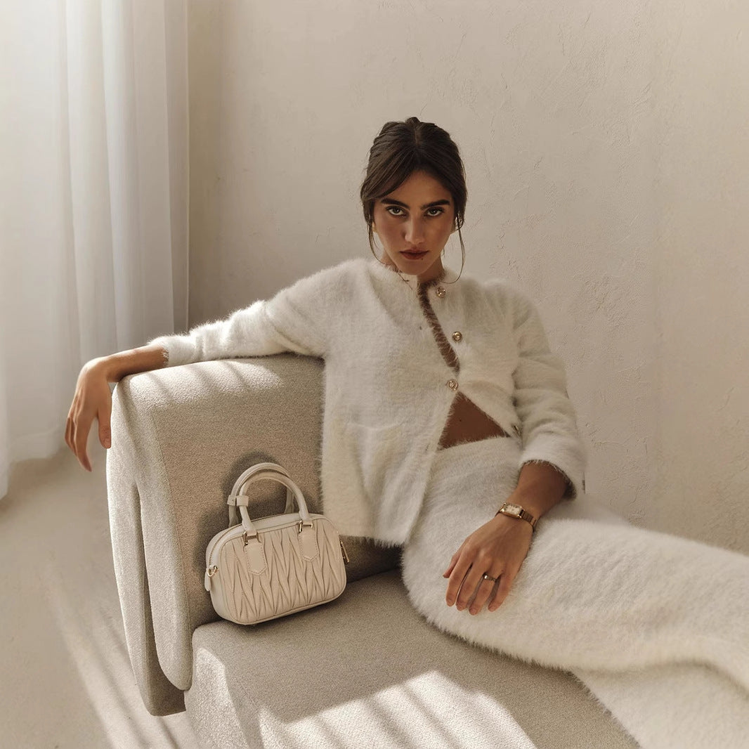 Long Sleeved Skirt | Cozy Button Up Cardigan & Midi Skirt | noémi