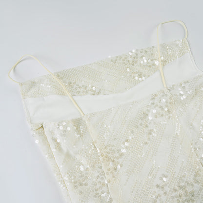 Womens Dress with Sequins Swing Collar and Pleated Hem | noémi