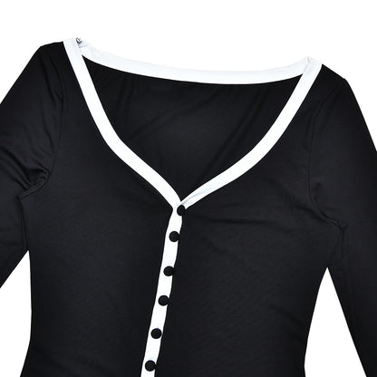 Bell Sleeve Bodycon Dress | Single Breasted Side Slit | noémi