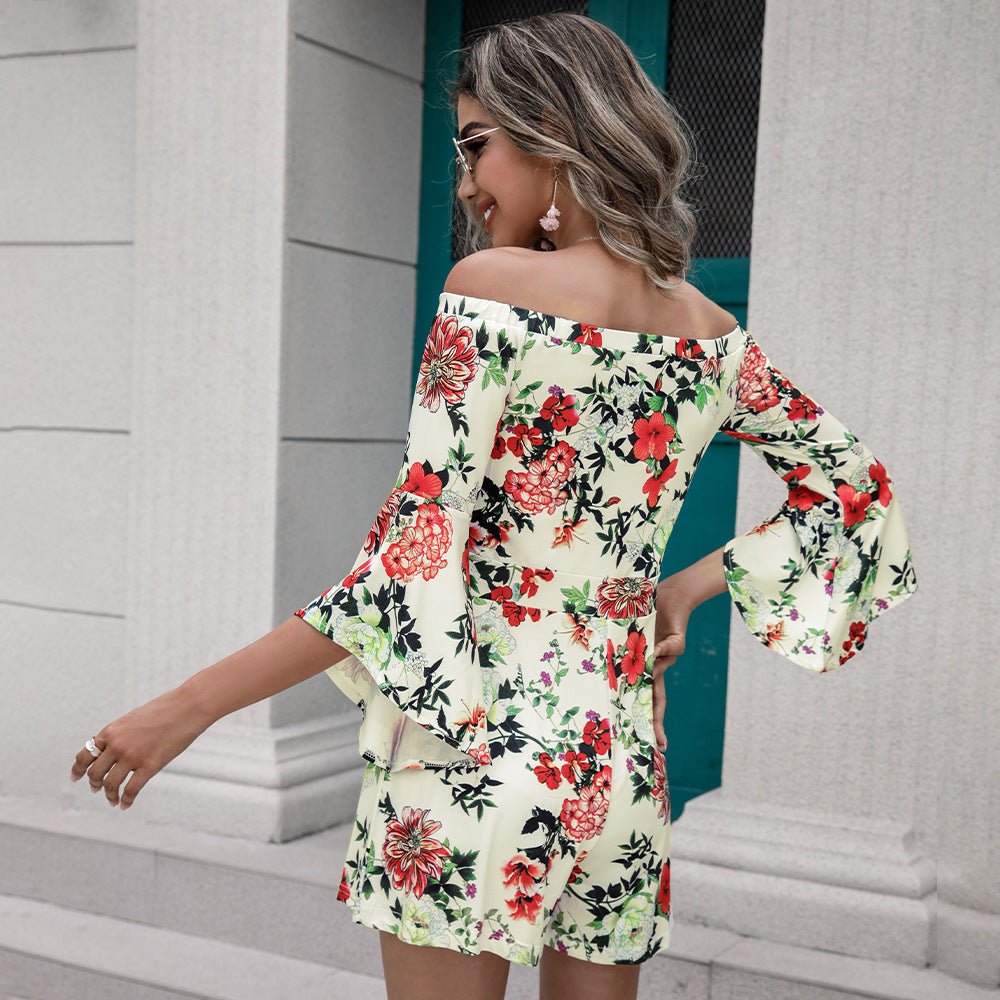 Printed Bohemian Bell Sleeve Romper | noémi