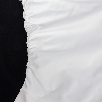 White Ruched Halter Mini Dress | Skirt, Stretch Fit | noémi