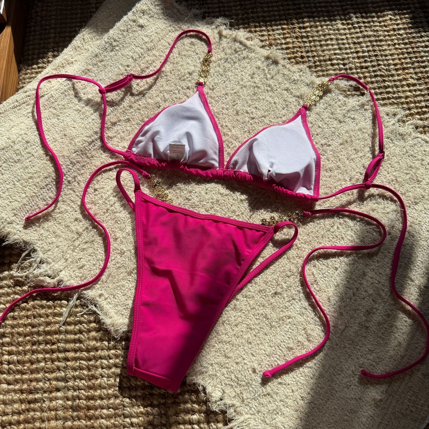 Womens Pearl Floral Bikini Set with Creative Stitching | noémi