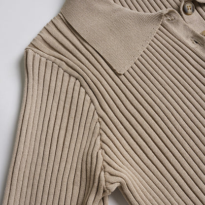 Ribbed V Neck Cardigan for Women | Slim Fit, Wool Blend, Button Down Long Sleeve Top | noémi