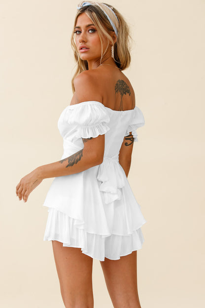 Off Shoulder Ruffle Sleeve Romper | OnePiece | noémi