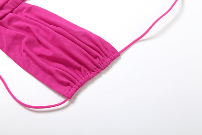 Womens Lace Up Halter Backless Sheer Maxi Dress | noémi