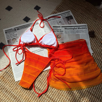 Gradient Mesh Three Piece Set Beach Skirt Bikini | noémi