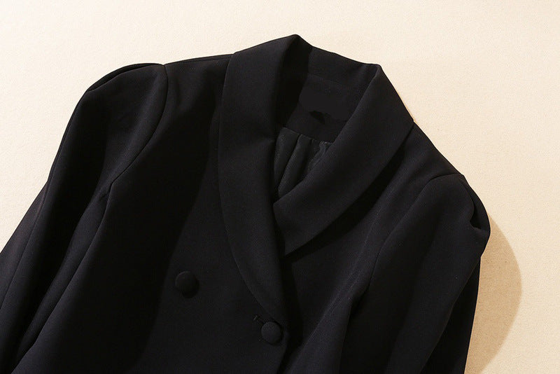 Double Breasted Green Collar Top Multi Layer Mesh Pleated Skirt Set | noémi