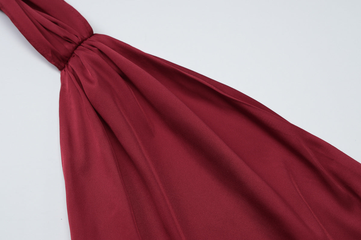 Womens Backless Lace Up Halter Dress | Satin Ribbon Detail | noémi