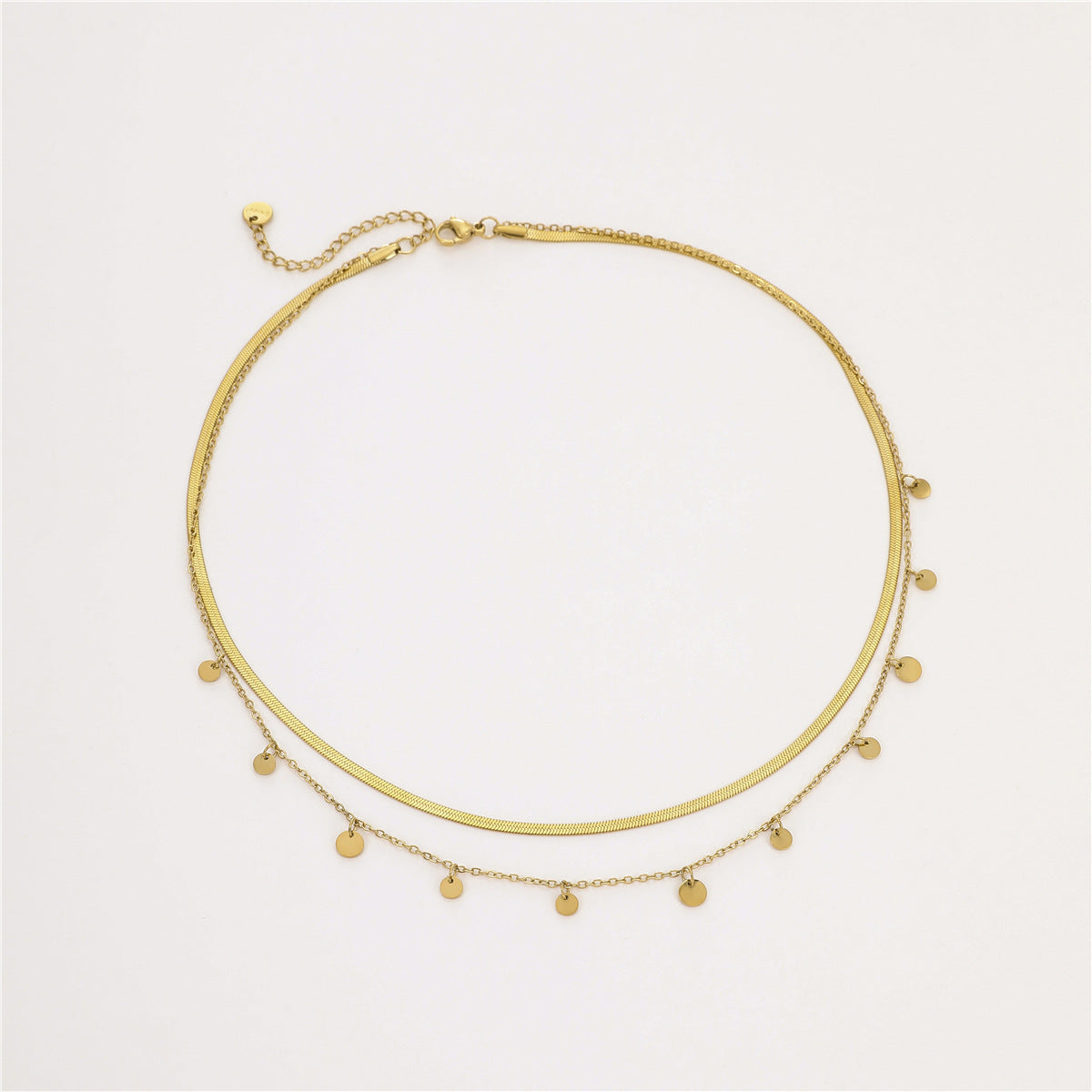18K Gold Double Layer Necklace for Women | Stainless Steel Non Fading Tassel Chain | noémi