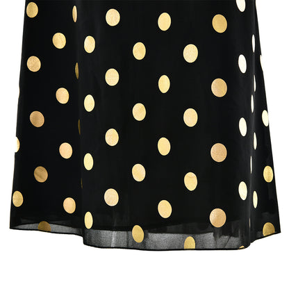 Women's Halter Polka Dot Backless Chiffon Maxi Dress | Black | noémi