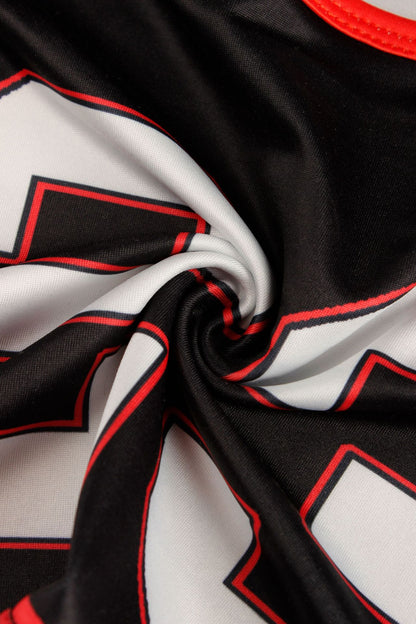 Color Contrast Printed Slim Fit Sexy Sports Vest & Drawstring Shorts Two Piece Set | noémi