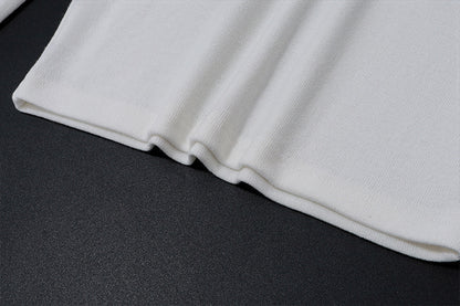 White Off Shoulder Ribbed Knit Top | Long Sleeve Crop Sweater | noémi