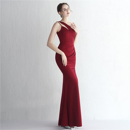 Satin One Shoulder Gown | Slim Fit Long Debutante Dress | noémi
