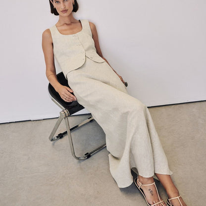 Cotton Linen Vest Hip Skirt Set | Two Piece for Women | noémi