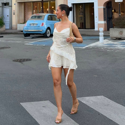 Womens Dress with Sequins Swing Collar and Pleated Hem | noémi