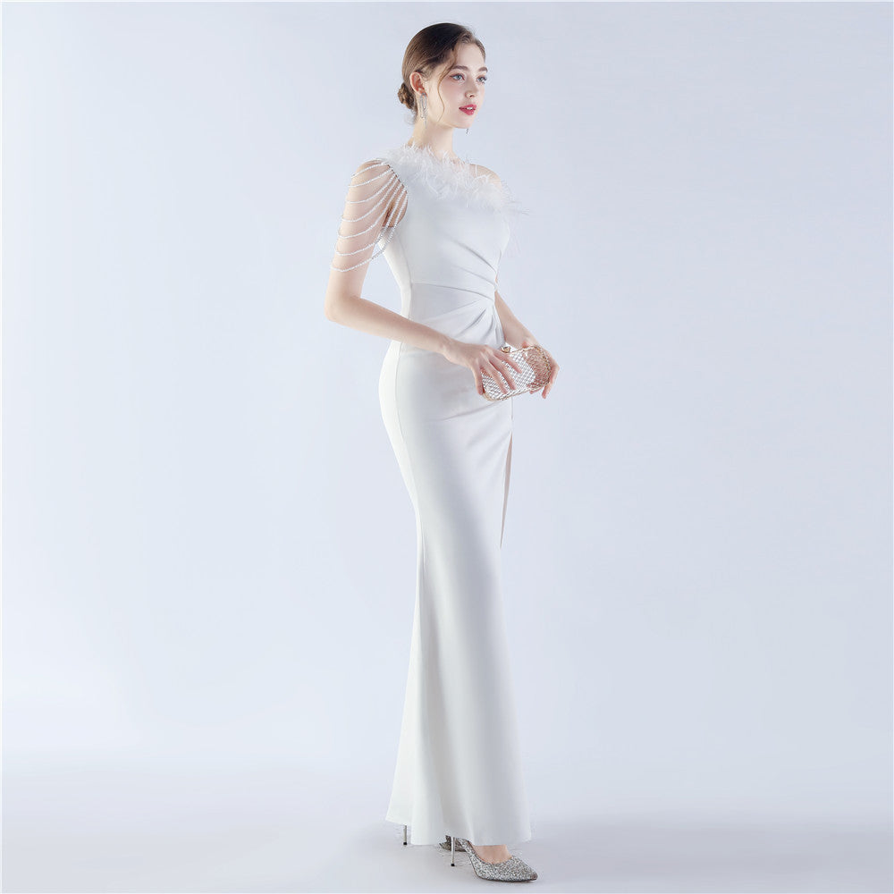 Beaded Ostrich Feather Dress | noémi