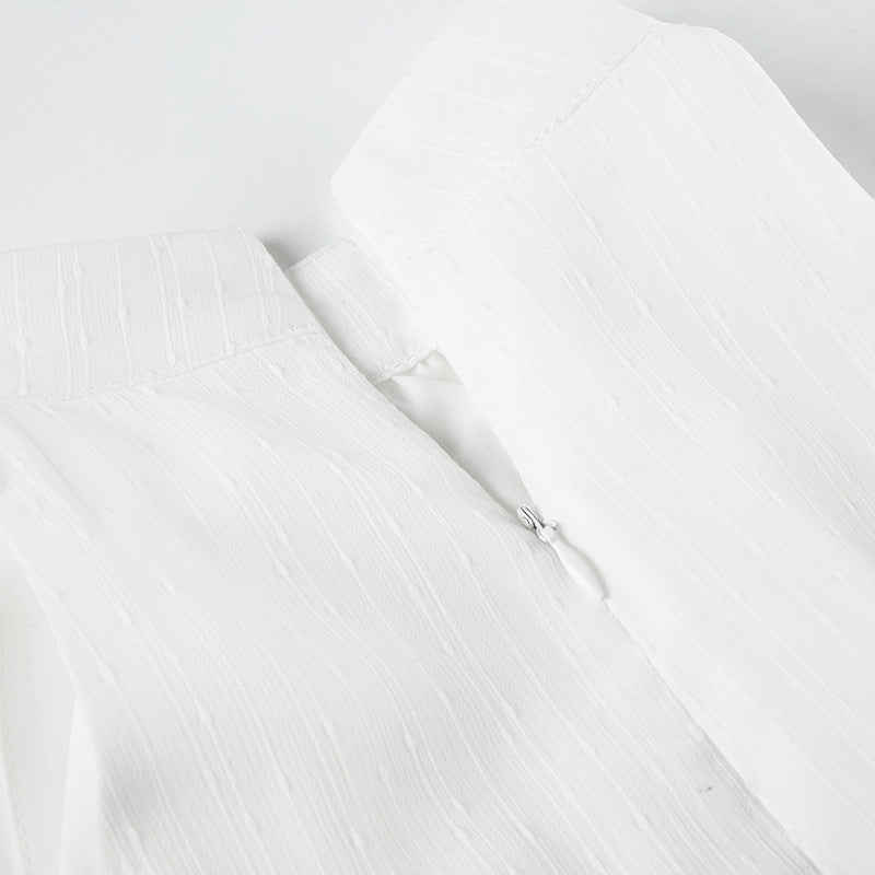 Womens Halter Neck Sleeveless Dress with Lace Up Waist and Double Layer Flounced Skirt | noémi