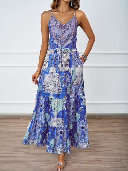 Womens Dress | Strap Backless Loose Fit with Print | noémi