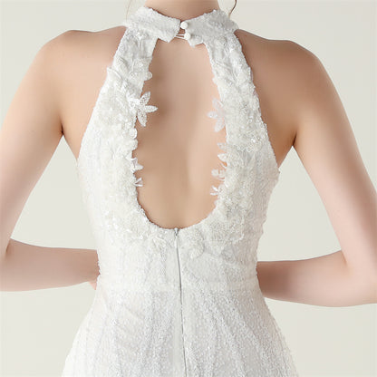 Womens Beaded Sequin Mesh Dress | Strapless Fishtail Maxi Dress | noémi