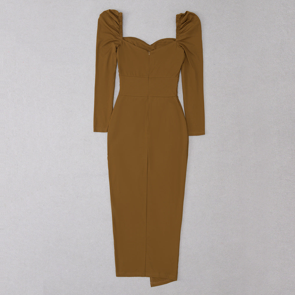 Halter Neck Ruffled Maxi Dress | Slim Fit Dress | noémi