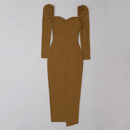 Halter Neck Ruffled Maxi Dress | Slim Fit Dress | noémi