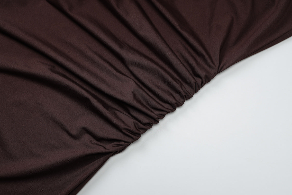 Womens One Shoulder Sheath Dress with Pleated Detail | noémi