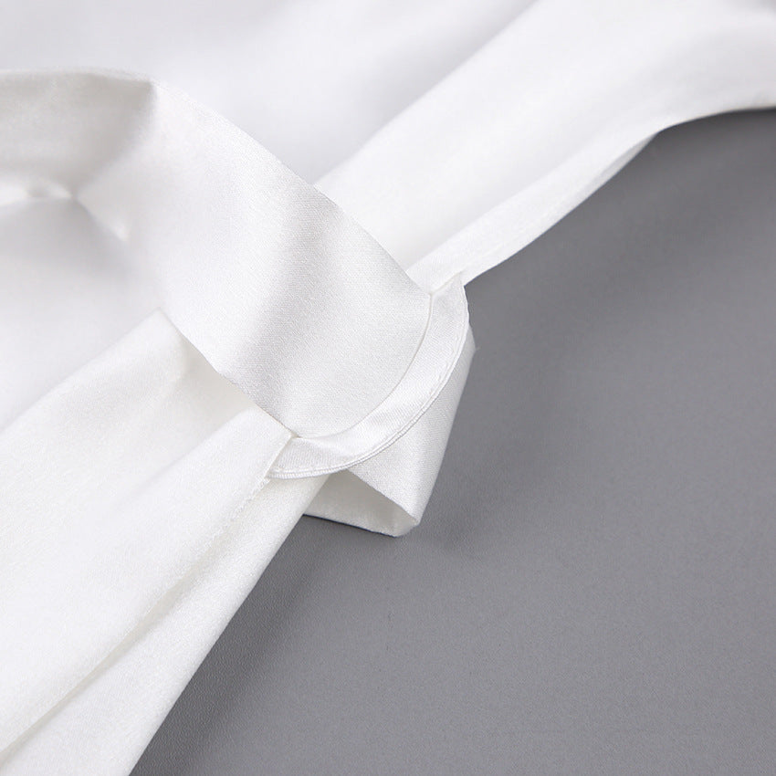 Satin Feather Robe | White Bridal Dressing Gown with Fluffy Cuff Detail | noémi