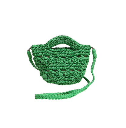 Colorful Crossbody Cotton Thread Green without Lining