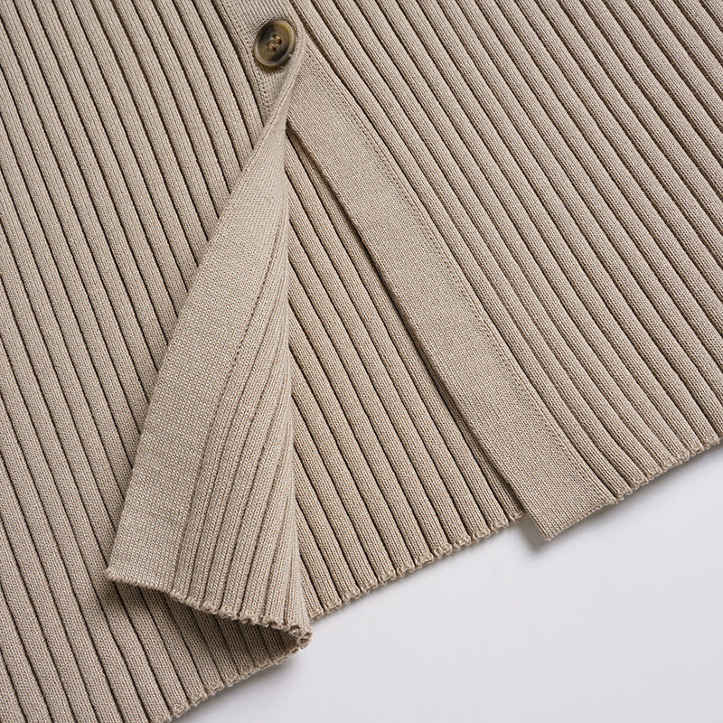 Ribbed V Neck Cardigan for Women | Slim Fit, Wool Blend, Button Down Long Sleeve Top | noémi