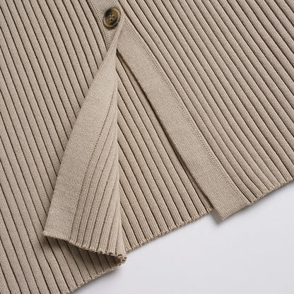 Ribbed V Neck Cardigan for Women | Slim Fit, Wool Blend, Button Down Long Sleeve Top | noémi