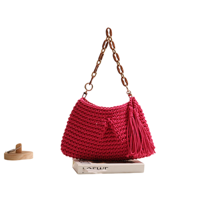 Clip Tassel Rose Red
