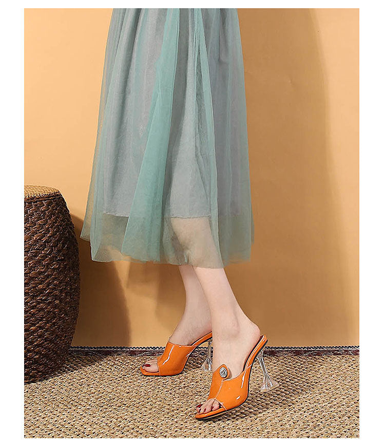 Peep Toe Rhinestone Heels | Cutout Chunky Sandals for Women | noémi