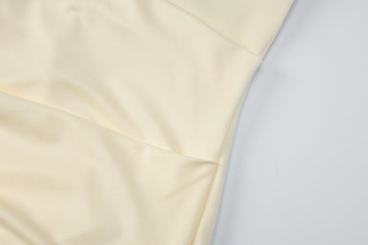 Womens Deep V Halter Pleated Backless Dress | noémi