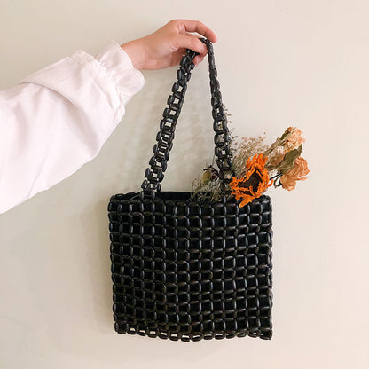 Retro Beaded Shoulder Bag | Handmade, Hollow Out, All Match Aesthetic Purse | noémi