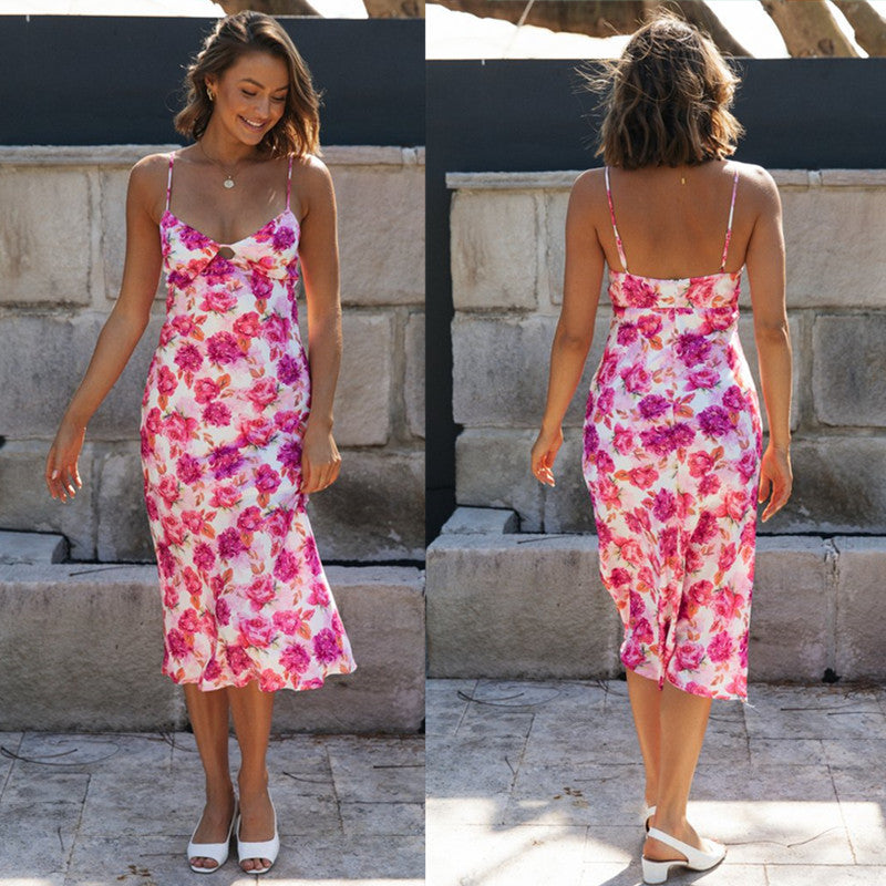 Pink Floral Midi Sundress | Spaghetti Straps | noémi