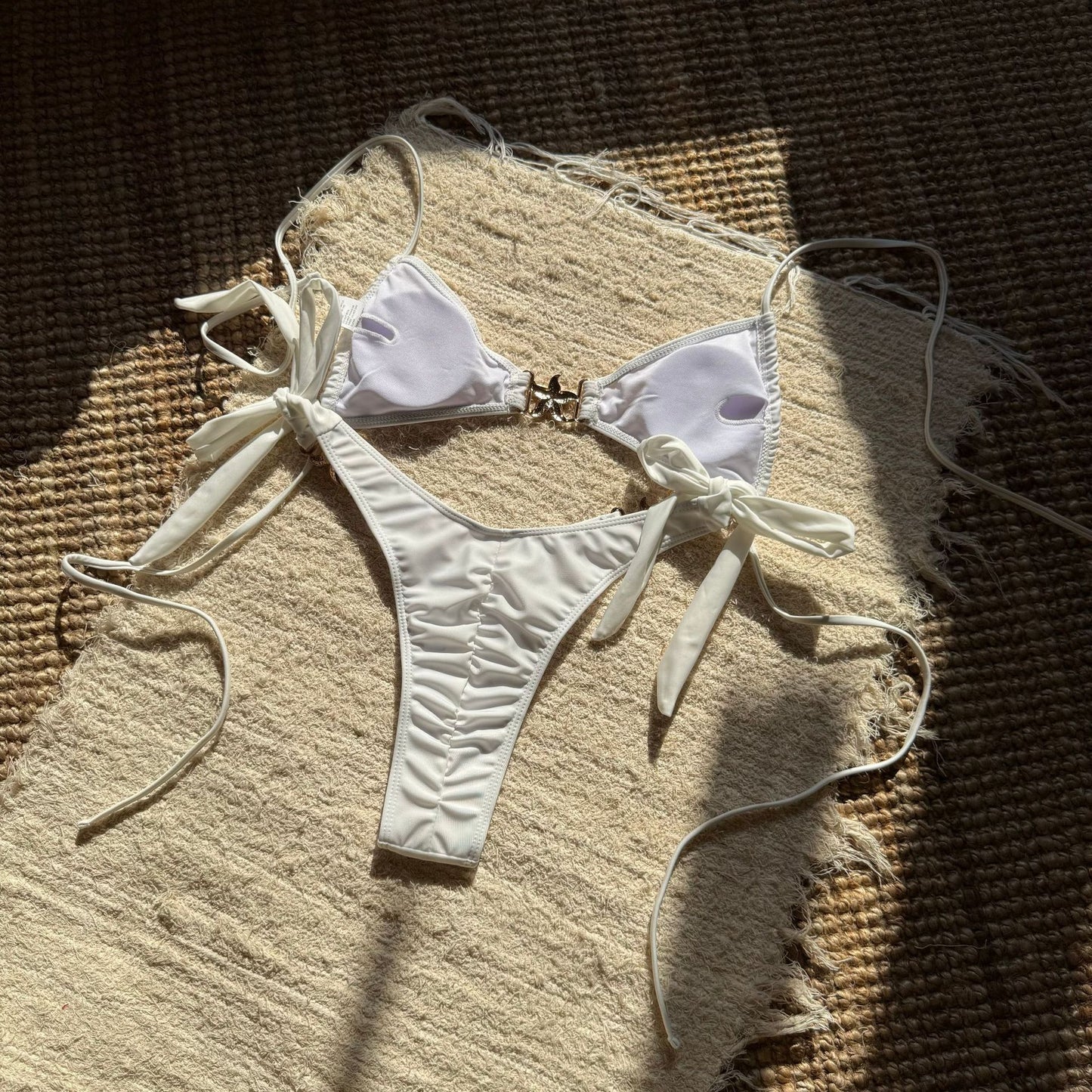 Womens Star Accent Split Bikini Set | Solid Color Halter Swimsuit | noémi