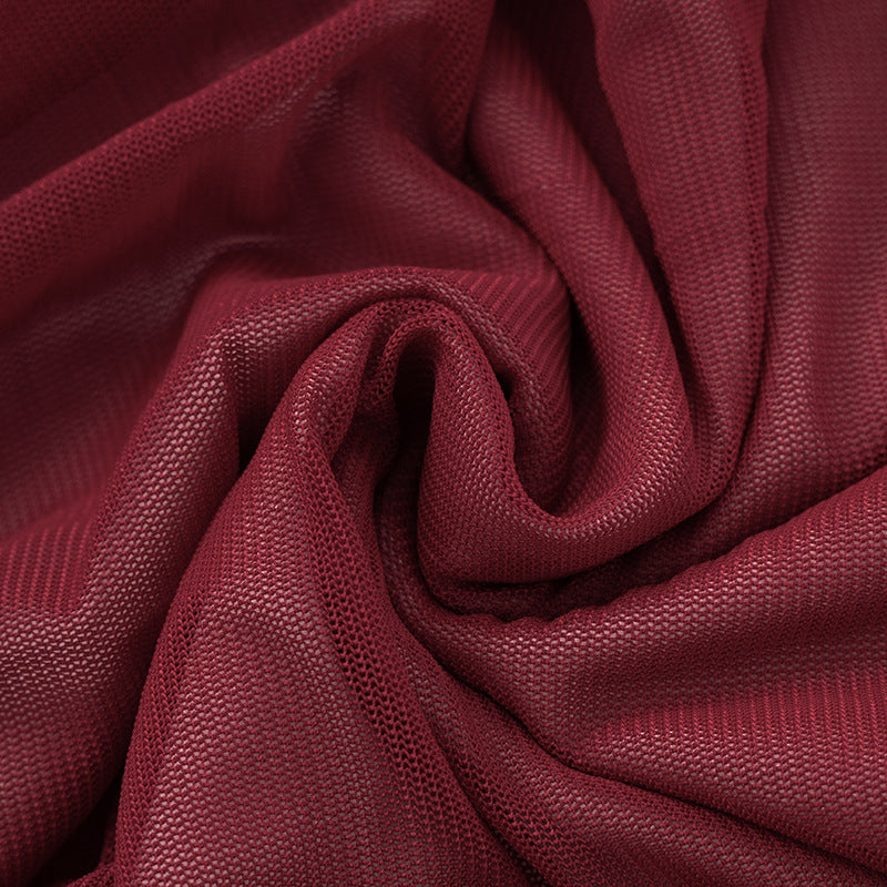 Womens One Shoulder Mesh Pleated Crop Top | Ruched Bodycon Fit, Cinched Waist | noémi