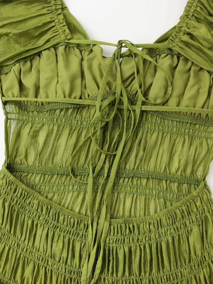 Womens Puff Sleeve Dress | Backless, Square Neck | noémi