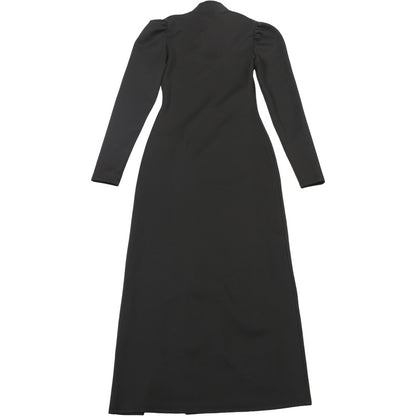 Womens Long Sleeve High Slit Dress with Stand Collar and Cutout Detail | noémi