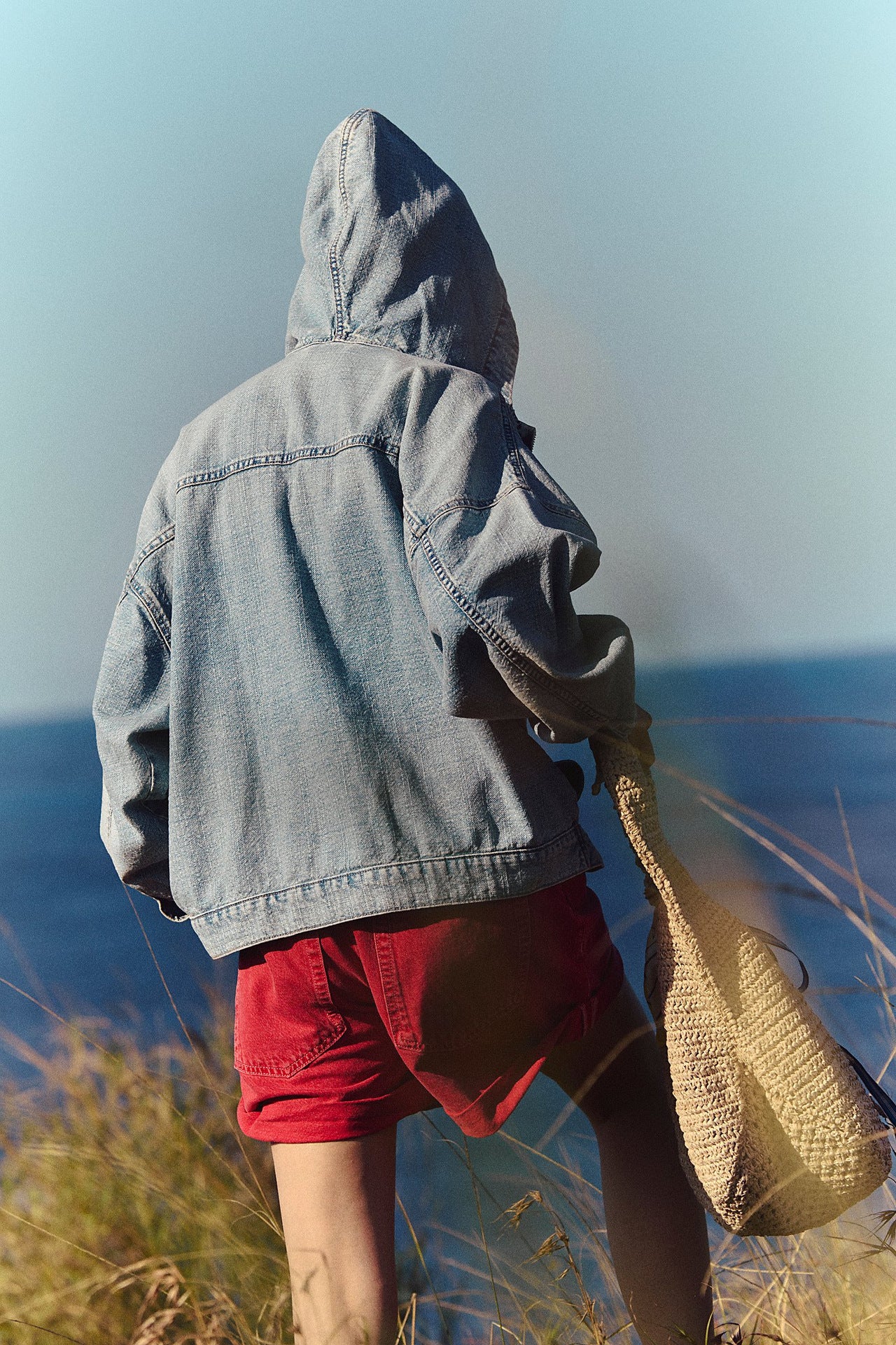Loose Denim Hoodie | Washed Long Sleeve Top for Women | noémi