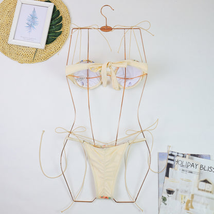 Floral Bikini Set | Two Piece Underwire Bra Top & Tie Side Bottoms | noémi