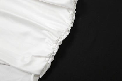 Womens Long Sleeve Pleated Dress with Swing Collar and Backless Design | noémi