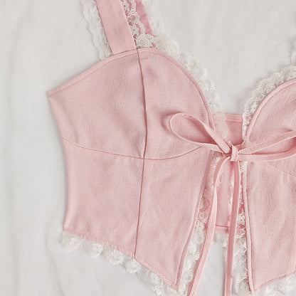 Lace Stitch Slim Fit Tank Top with Sling Straps and Shaping Back Detail | noémi