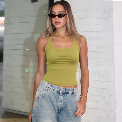 Knitted Halter Tank Top | Slim Fit, Ribbed, Stretchy Summer Vest | noémi