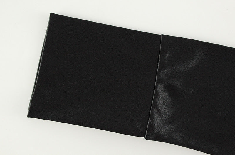 Satin Lace Stitch Dress | Slim Fit Long Sleeve Gown | noémi