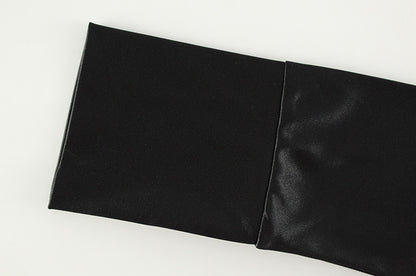 Satin Lace Stitch Dress | Slim Fit Long Sleeve Gown | noémi