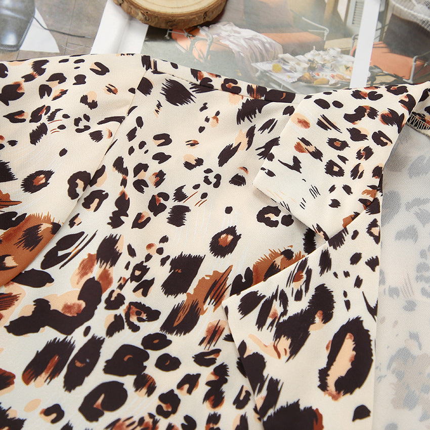 Leopard Print Pajama Set for Women | Long Sleeve Cardigan Top Trousers | noémi