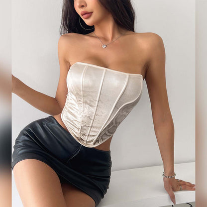 Satin Corset Top | Strapless Boned Bustier, Off Shoulder Tube Top | noémi