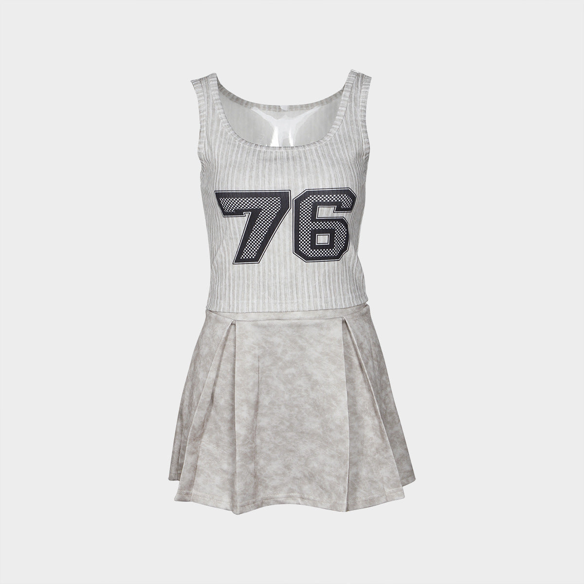 CoOrd Set | Sunken Stripe Crop Vest Top Pleated Mini Skirt | noémi